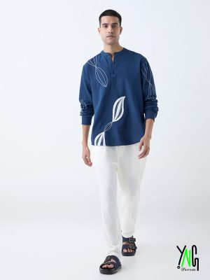 ETA White Textured Relaxed-Fit Mid-Rise Cotton Chinos