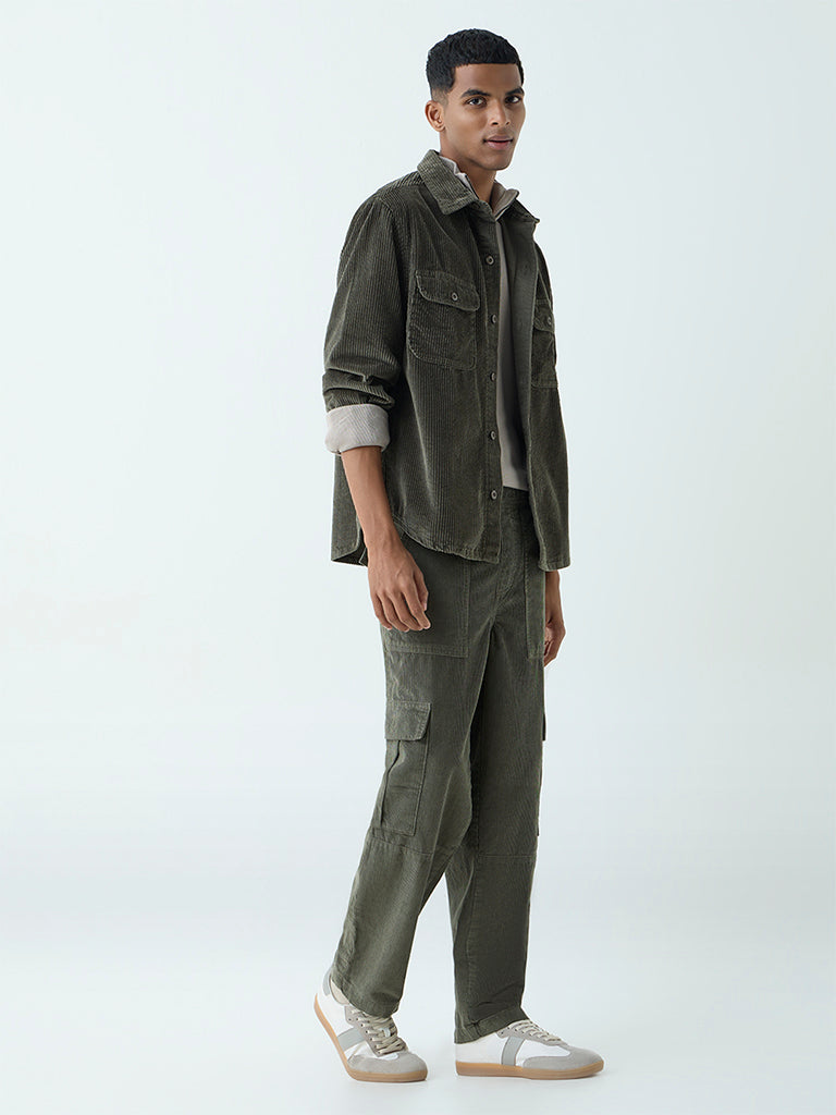 Nuon Olive Relaxed-Fit Corduroy Shirt - Image 2