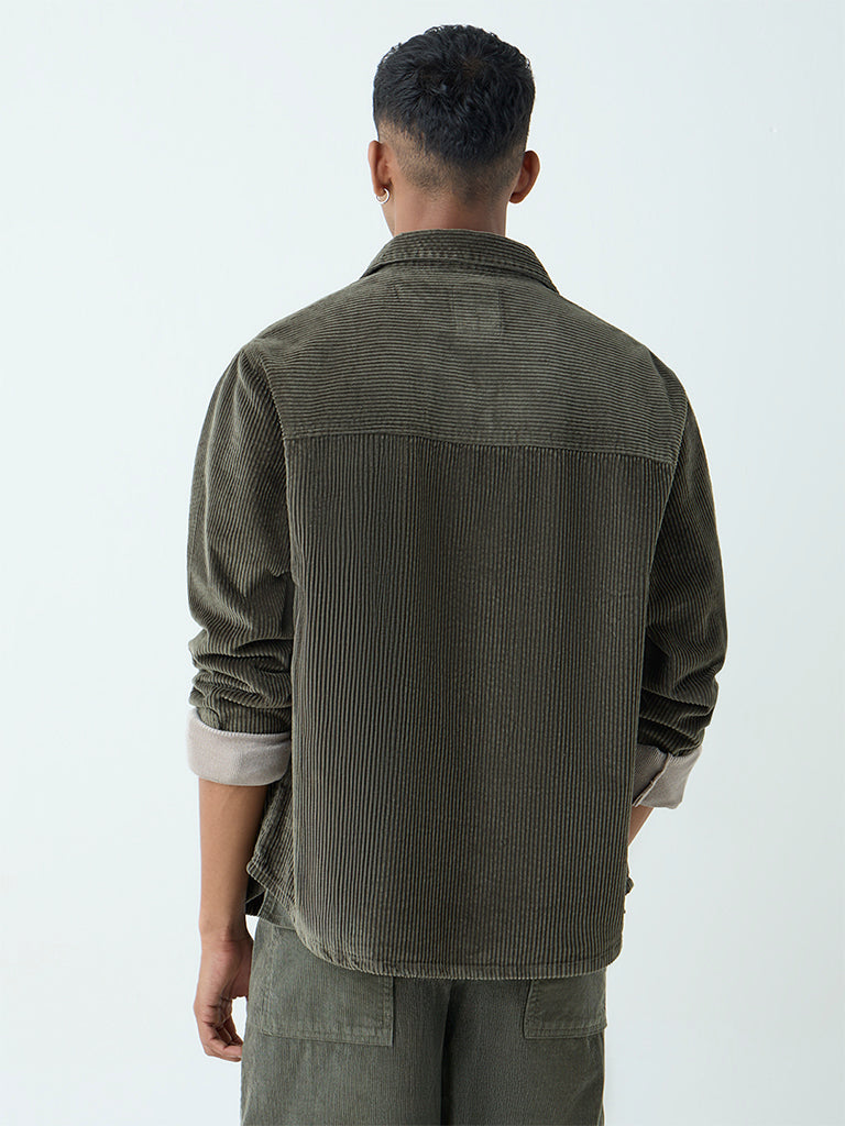 Nuon Olive Relaxed-Fit Corduroy Shirt - Image 4