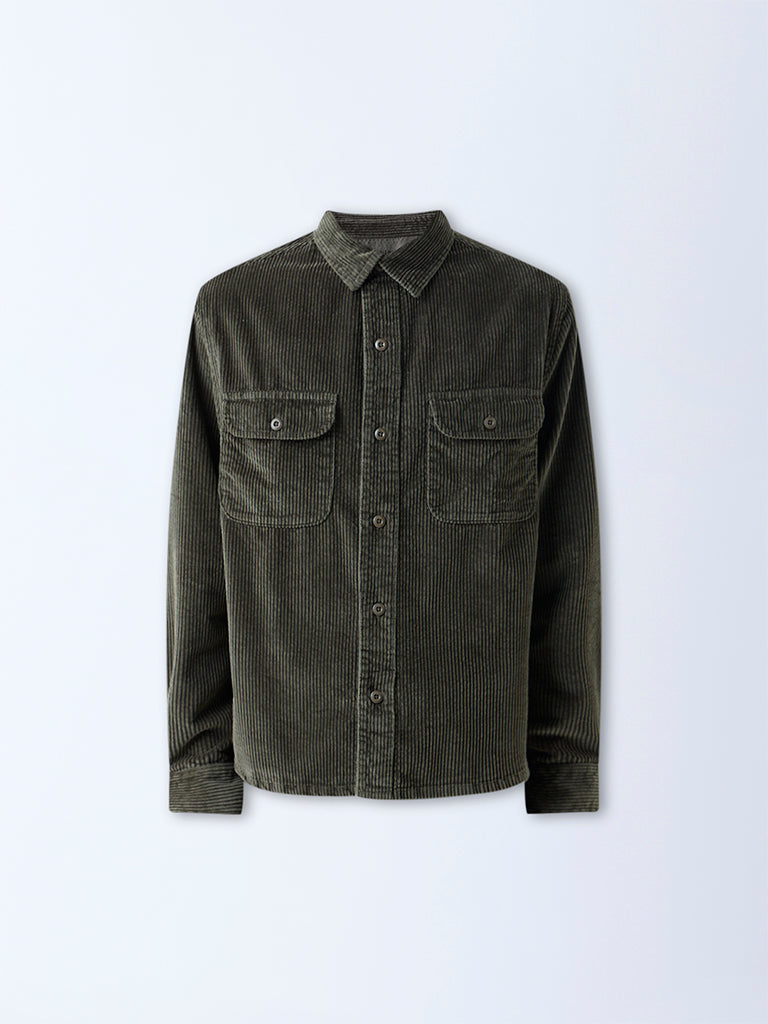 Nuon Olive Relaxed-Fit Corduroy Shirt - Image 5