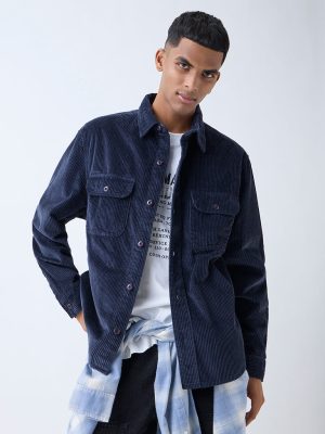 Nuon Navy Relaxed-Fit Corduroy Shirt