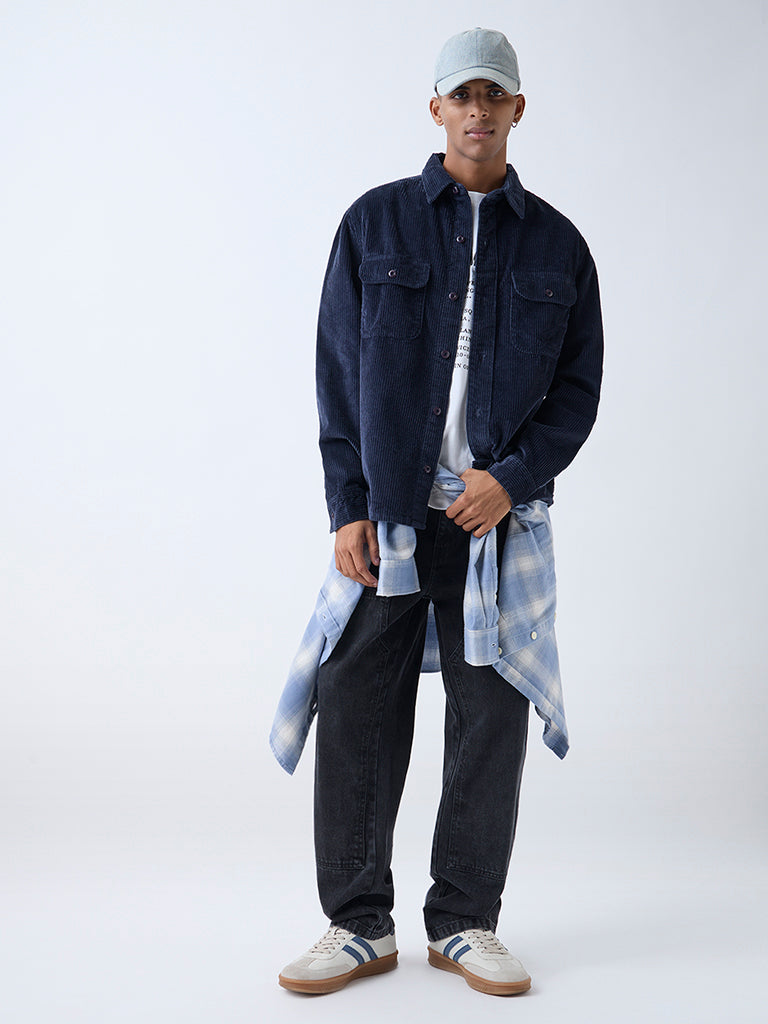 Nuon Navy Relaxed-Fit Corduroy Shirt - Image 2