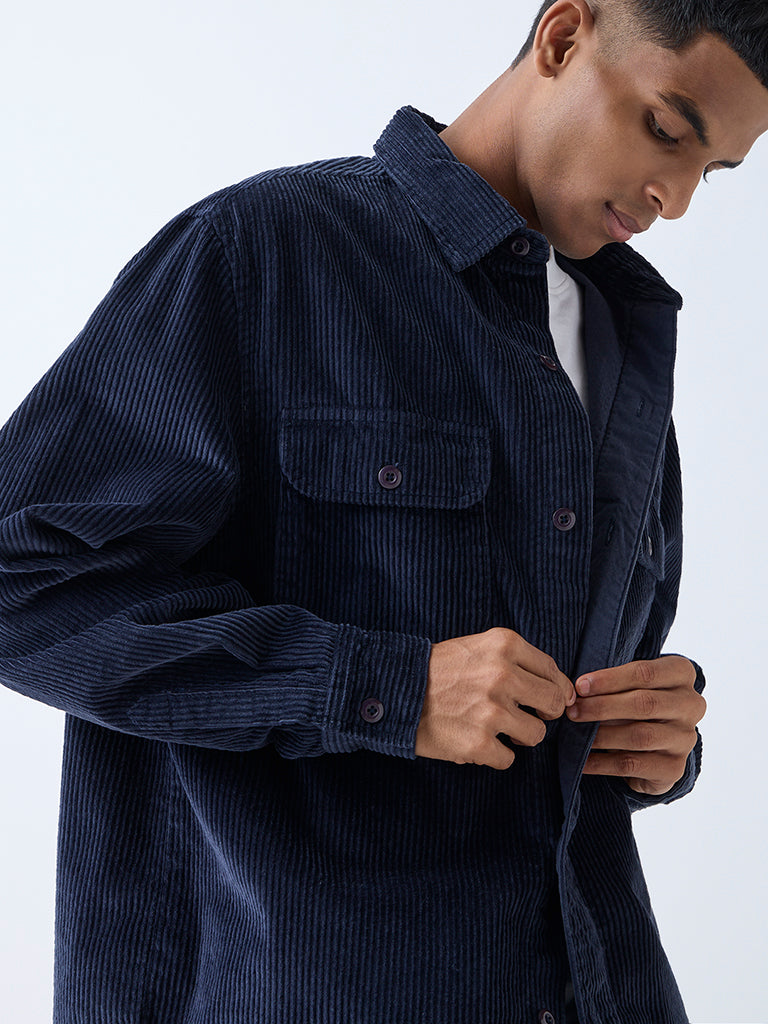 Nuon Navy Relaxed-Fit Corduroy Shirt - Image 3