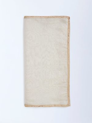 Zuba Beige Embellished Dupatta