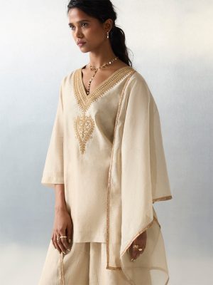 Zuba Beige Embellished Kurti