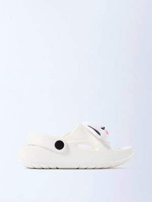 Yellow White Dog-Themed Slingback Clogs