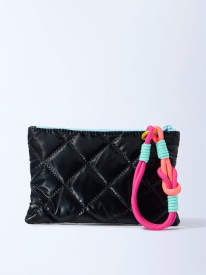 Studiowest Black Quilted Pouch with Bag Charm