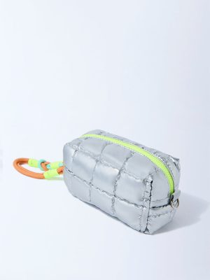 Studiowest Silver Quilted Pouch with Bag Charm