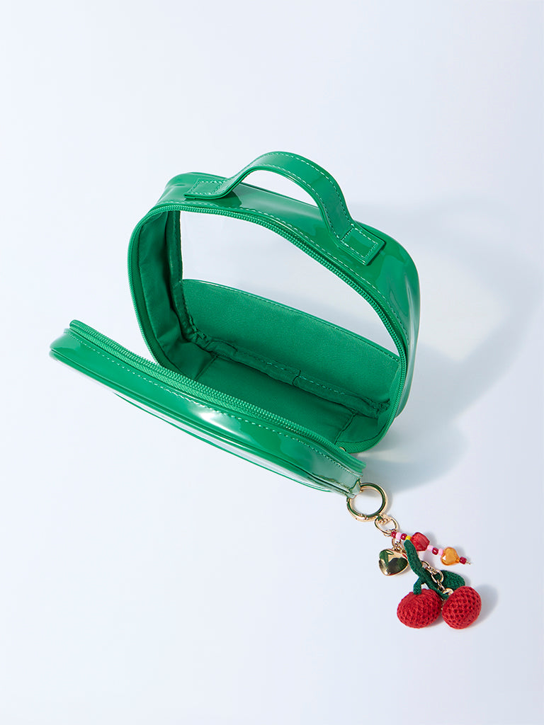 Studiowest Green Transparent Pouch with Strawberry Bag Charm - Image 4