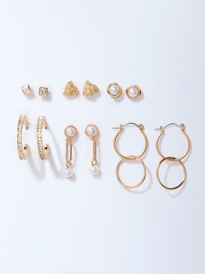 Westside Accessories Gold Pearlescent Studs and Hoops - Pack of 6