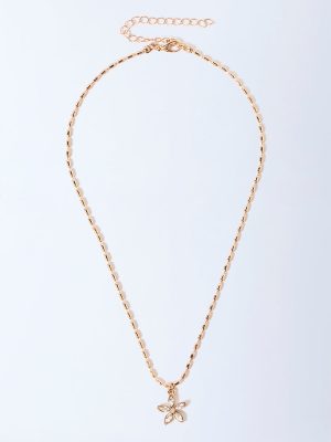 Westside Accessories Gold Floral Pendant Chain Necklace