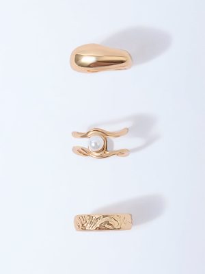 Westside Accessories Gold Pearlescent Rings - Pack of 3