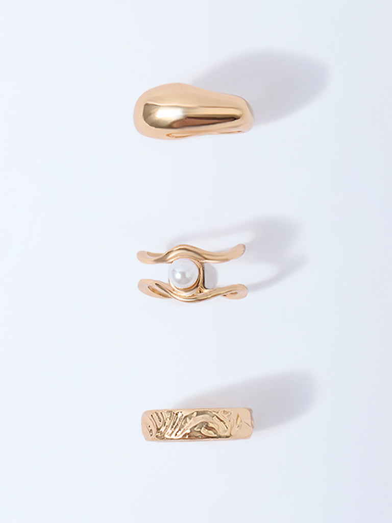Westside Accessories Gold Pearlescent Rings - Pack of 3