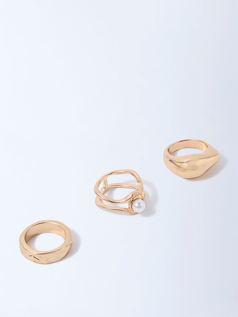 Westside Accessories Gold Pearlescent Rings - Pack of 3 - Image 2
