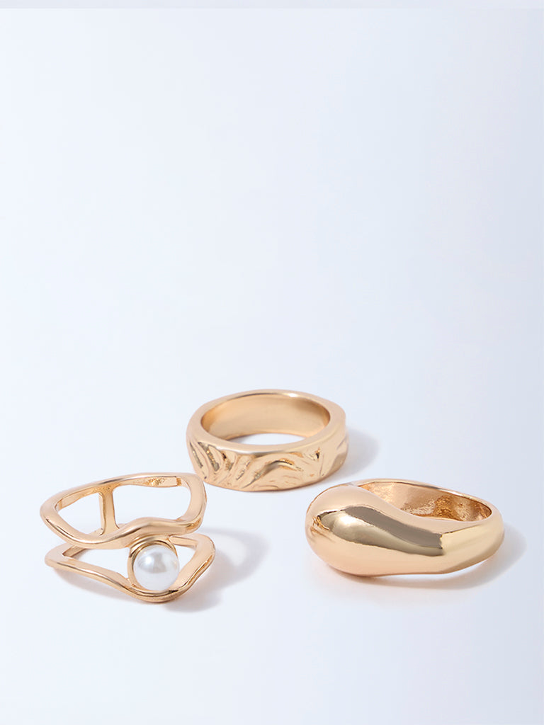 Westside Accessories Gold Pearlescent Rings - Pack of 3 - Image 3