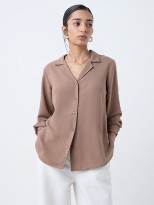 Wardrobe Brown Solid Shirt