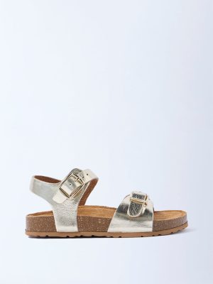 Yellow Gold Buckle-Detailed Sandals