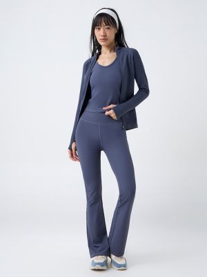 Studiofit Nuoflexx Grey Ribbed-Textured High-Rise Pants
