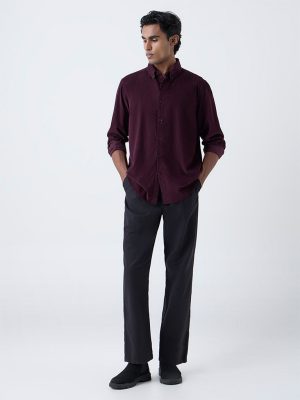 Ascot Wine Relaxed-Fit Cotton Shirt