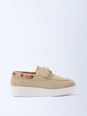 Yellow Beige Velcro Strap Shoes