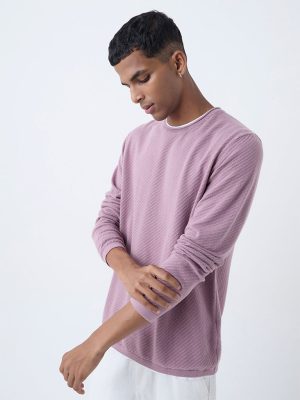 ETA Dusty Pink Textured Relaxed-Fit Cotton Sweater