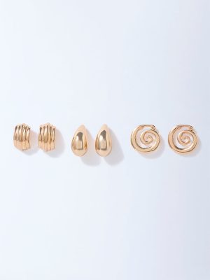 Westside Accessories Gold Spiral Design Studs - Pack of 3