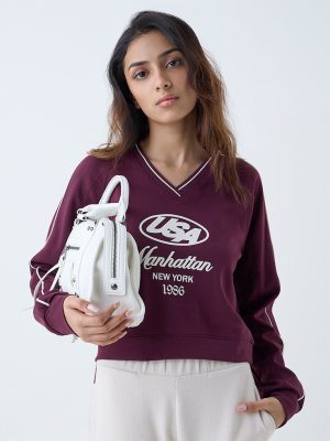 Studiofit Plum Typographic T-Shirt