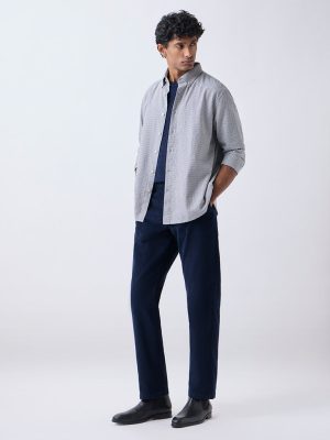 Ascot Navy Relaxed-Fit Mid-Rise Corduroy Trousers