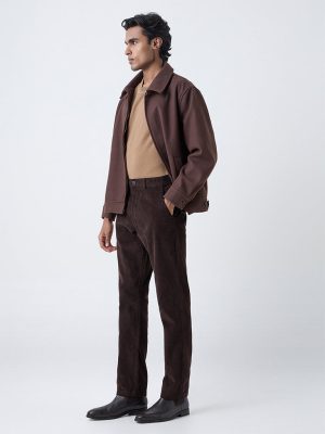 Ascot Dark Brown Mid-Rise Relaxed-Fit Corduroy Chinos