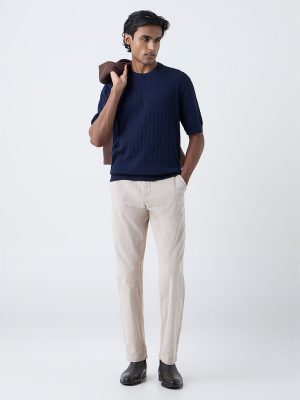 Ascot Beige Mid-Rise Relaxed-Fit Corduroy Chinos