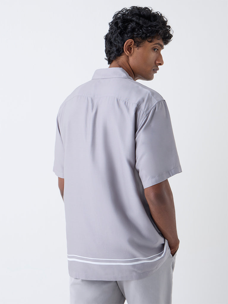 Ascot Grey Printed Relaxed-Fit Shirt - Image 4