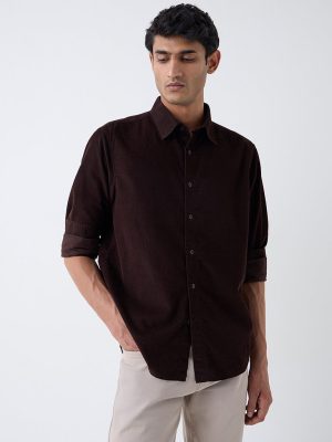 Ascot Dark Brown Relaxed-Fit Corduroy Shirt