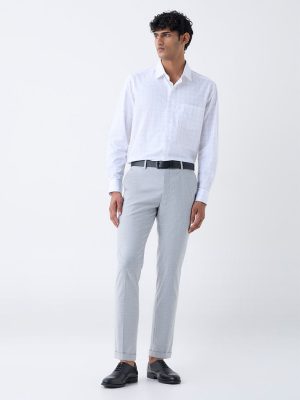 WES Formals White Checks Design Relaxed-Fit Cotton Shirt