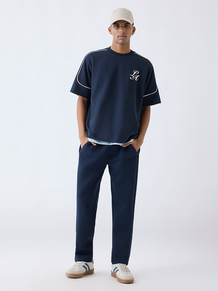 Studiofit Navy Text Detailed Relaxed-Fit T-Shirt - Image 2