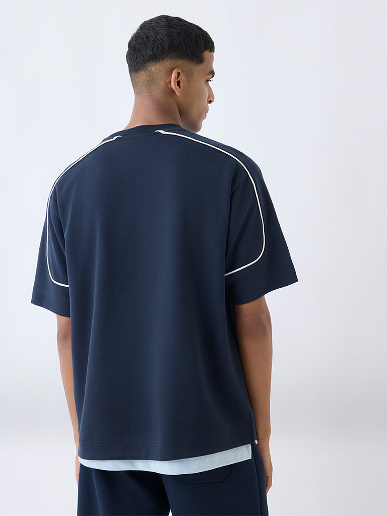Studiofit Navy Text Detailed Relaxed-Fit T-Shirt - Image 4