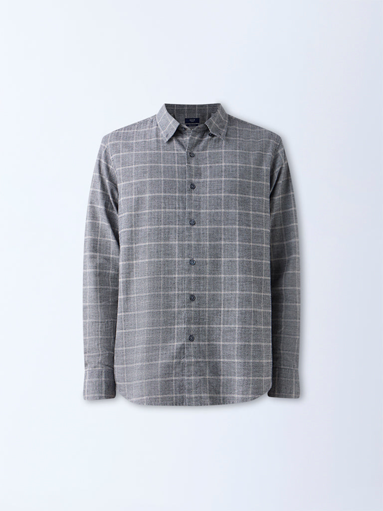 Ascot Charcoal Checkered Relaxed-Fit Cotton Shirt - Image 5
