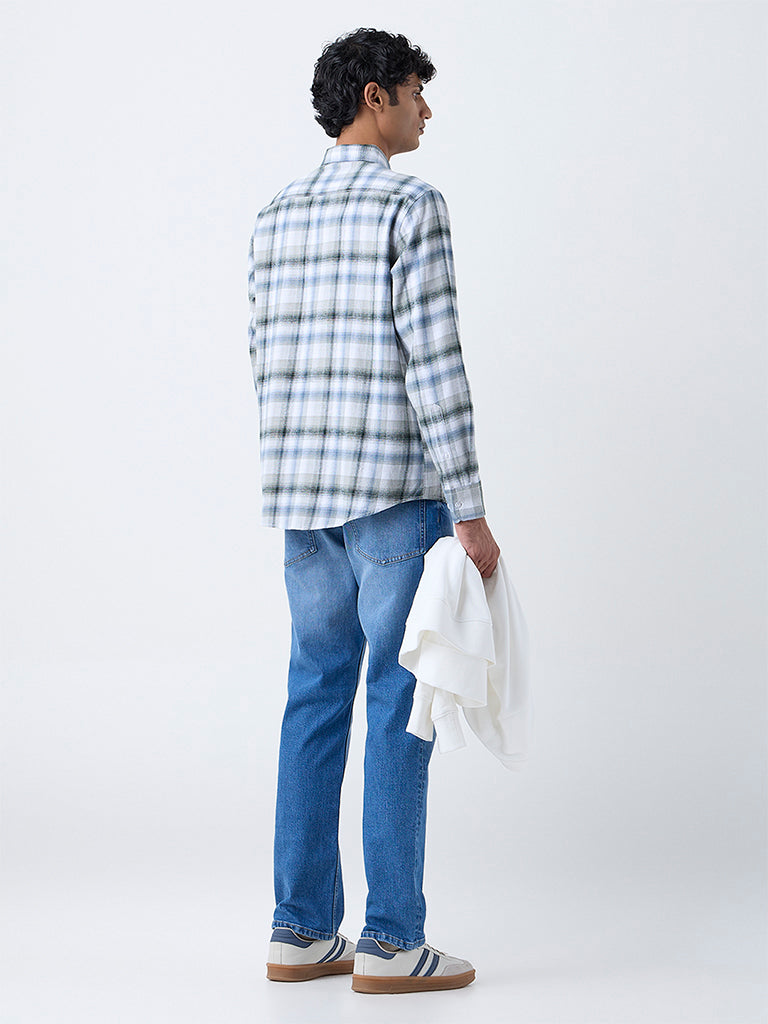 WES Casuals Green Checkered Relaxed-Fit Cotton Shirt - Image 4