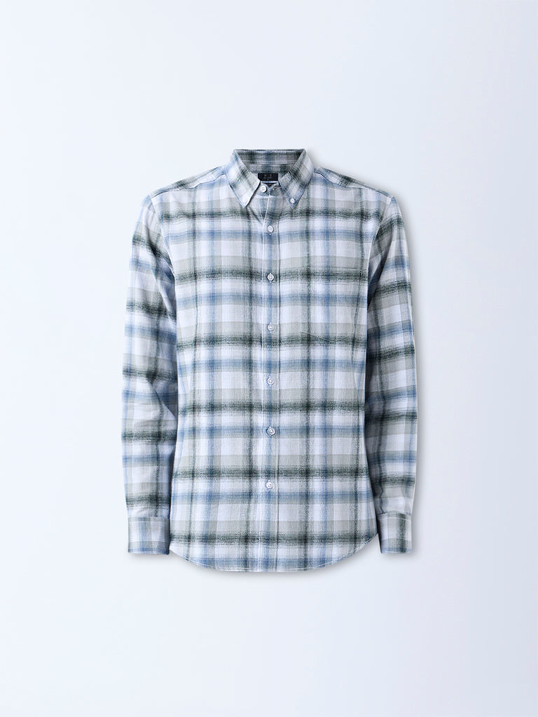 WES Casuals Green Checkered Relaxed-Fit Cotton Shirt - Image 5