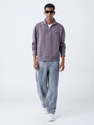 Nuon Mauve Relaxed-Fit Cotton-Blend Quarter-Zip Sweatshirt