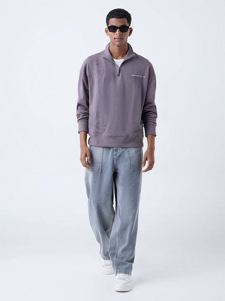 Nuon Mauve Relaxed-Fit Cotton-Blend Quarter-Zip Sweatshirt