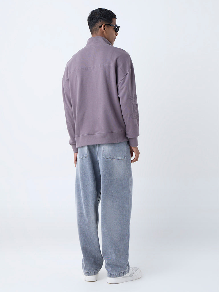 Nuon Mauve Relaxed-Fit Cotton-Blend Quarter-Zip Sweatshirt - Image 4