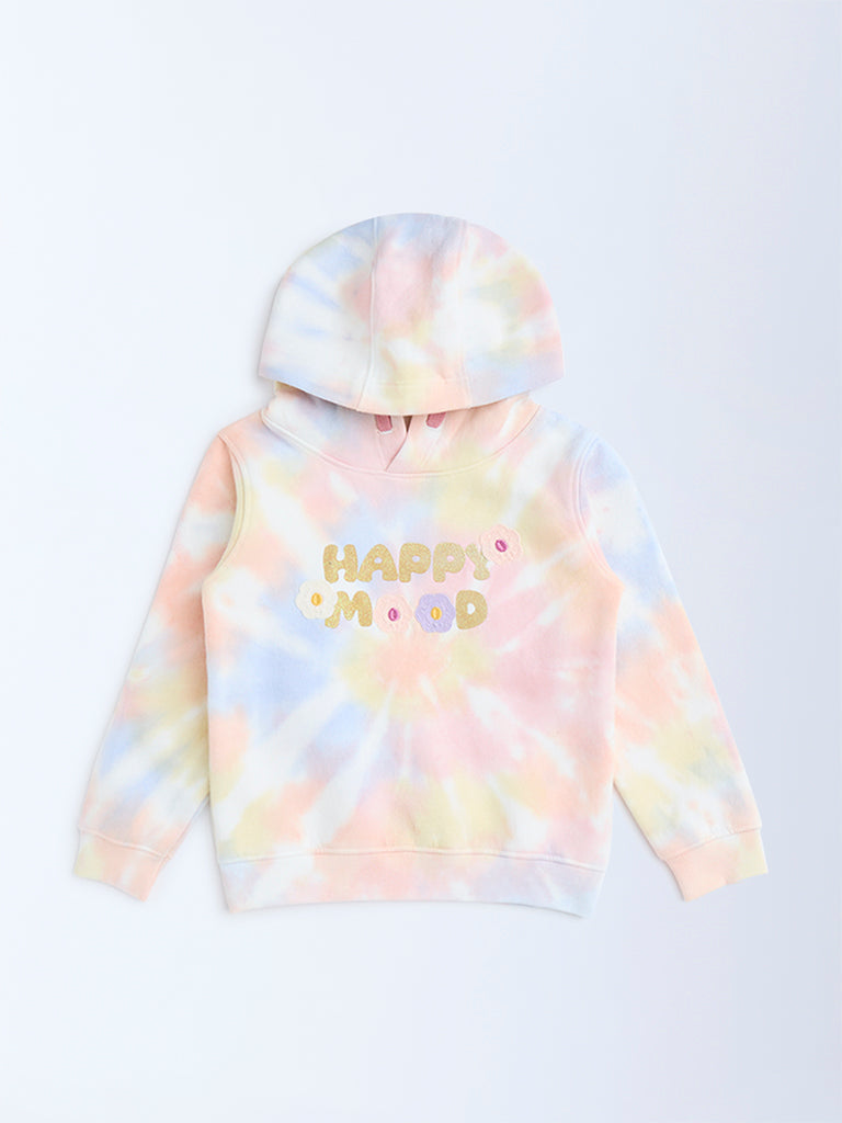HOP Kids Multicolour Tie-Dye Design Cotton-Blend Hoodie