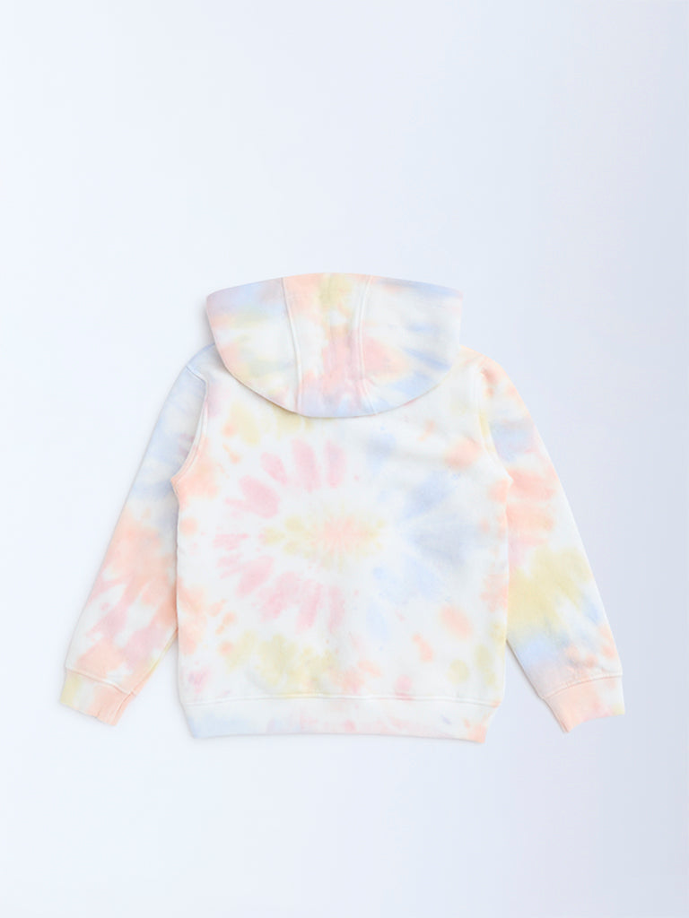 HOP Kids Multicolour Tie-Dye Design Cotton-Blend Hoodie - Image 2