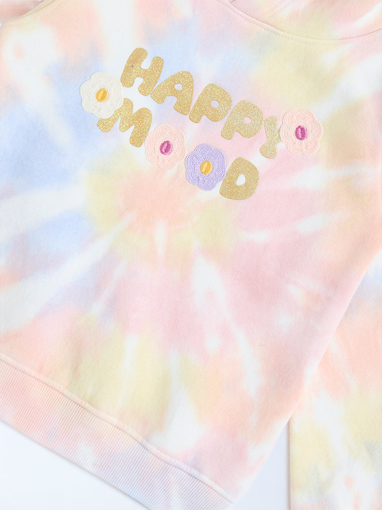 HOP Kids Multicolour Tie-Dye Design Cotton-Blend Hoodie - Image 3