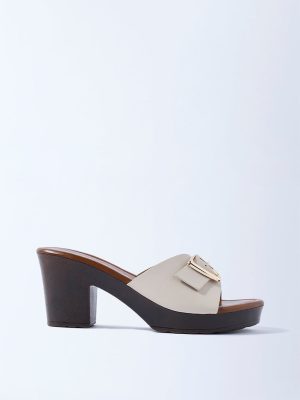 LUNA BLU Ivory Block Heel Sandals