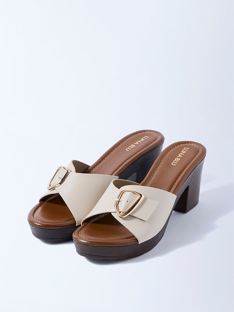 LUNA BLU Ivory Block Heel Sandals - Image 2