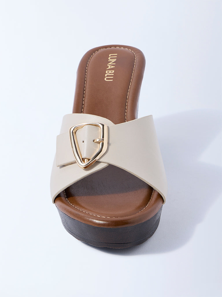 LUNA BLU Ivory Block Heel Sandals - Image 3