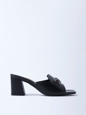 LUNA BLU Black Hardware-Detailed Heel Sandals