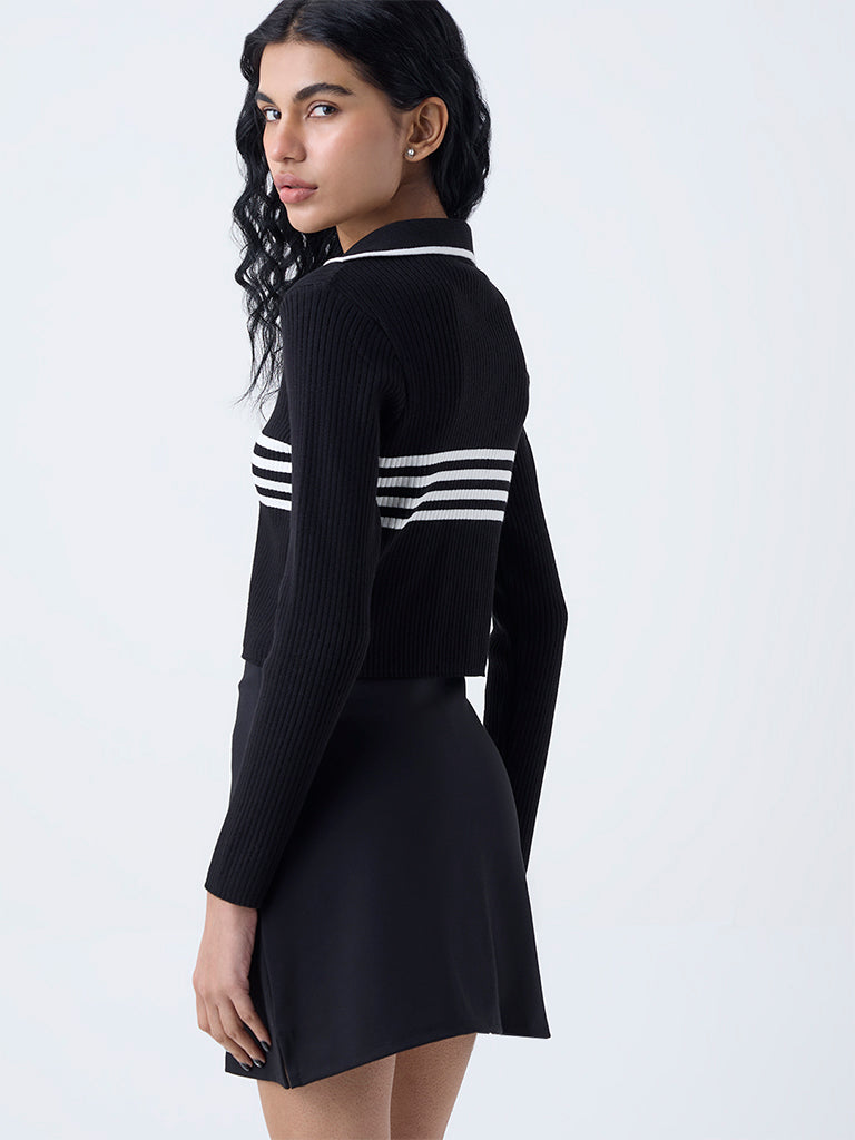 Studiofit Black Striped Ribbed Top - Image 4