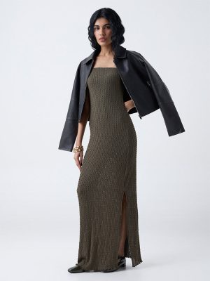 Nuon Olive Textured Tube Dress
